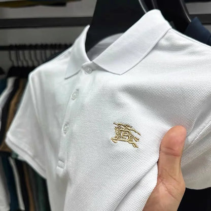 100% high-quality pure cotton men's summer polo T-shirt popular business commuting breathable cozy exquisite luxurious embroider