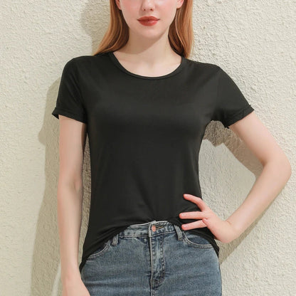 Solid Women Cotton T-shirt V-Neck Short Sleeve Female Tee Slim White And Balck T-Shirt Casual Solid Lady Tshirt Tops