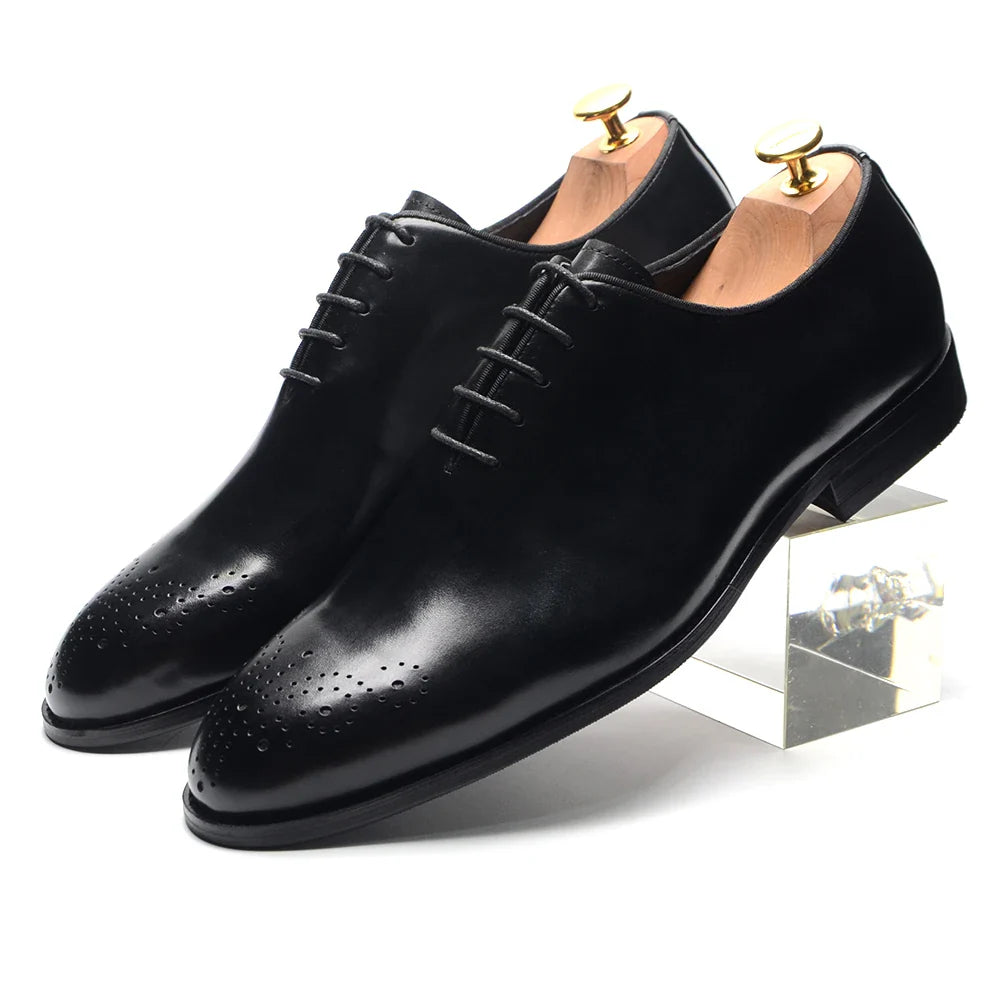 Luxury Classic Mens Oxford Dress Shoes Whole Cut Genuine Leather Handmade Lace-up Formal Shoe for Men Wedding Business Office