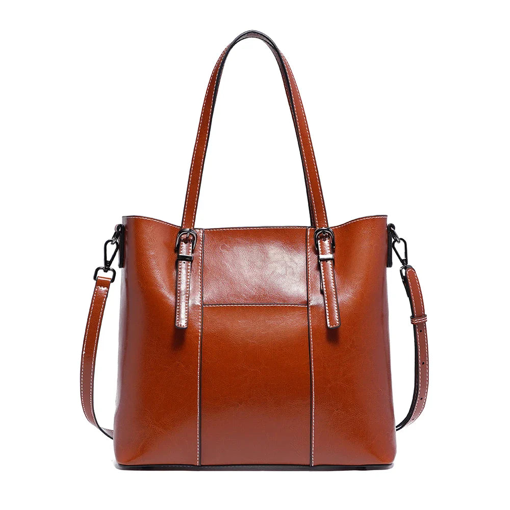 High Quality Women's Genuine Leather Tote Lady Luxury Designer Cowhide Shoulder Bag Large Capacity OL Handbag Shopper Bag