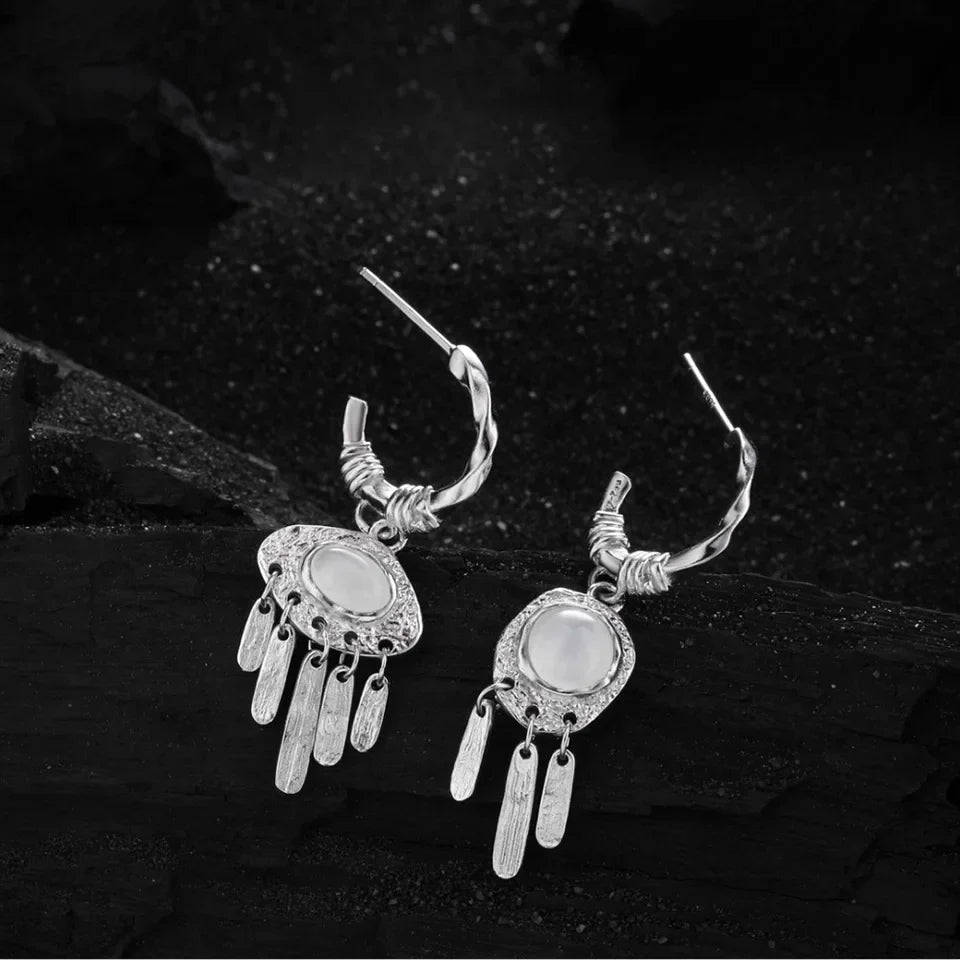 New 925 Sterling Silver Hoop Earrings Pearl Droplet Irregular Vintage Punk For Women Girl Gift Jewelry Dropshipping Wholesale