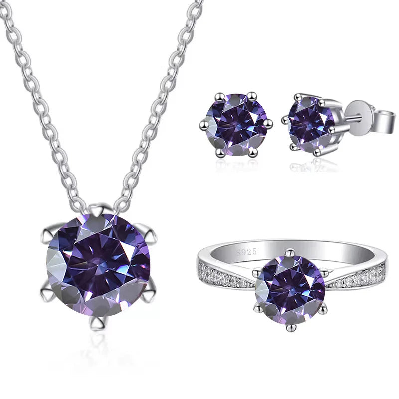 Moissanite Jewelry Set With 1CT D Color VVS 3EX moissanite stone pass diamond test Wedding Luxury Fine Jewelry gift