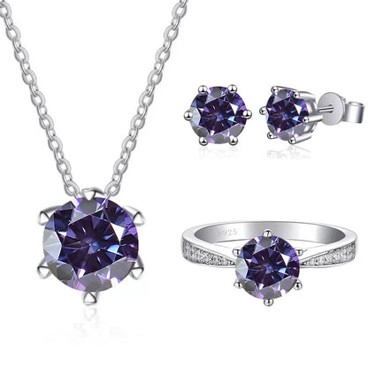 Moissanite Jewelry Set With 1CT D Color VVS 3EX moissanite stone pass diamond test Wedding Luxury Fine Jewelry gift