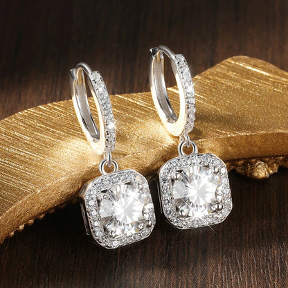 D Color Moissanite Earring 925 Sterling Sliver Plated with White Gold Earring for Women Wedding Engagement Fine Jewelry