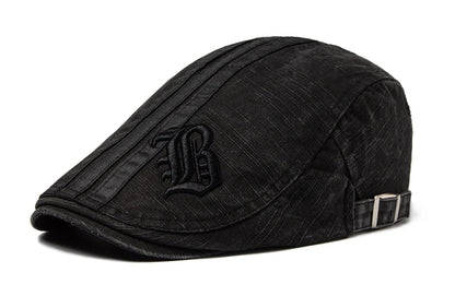 Men Beret Fashion Embroidery Flat Cap Summer Visor For Male