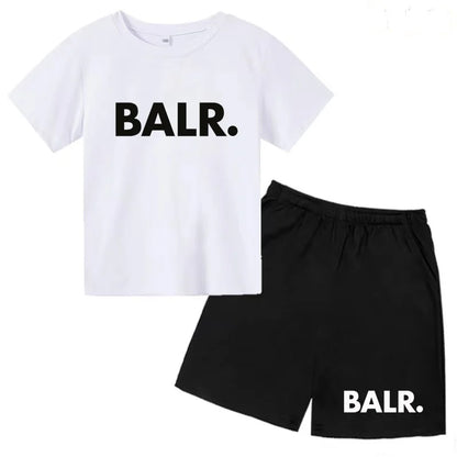 Kids T-shirt Summer Sunshine Brand Monogram Print Short Sleeve+Shorts 2P Boys Girls Toddler 3-12years Leisure Sports Jogging Set