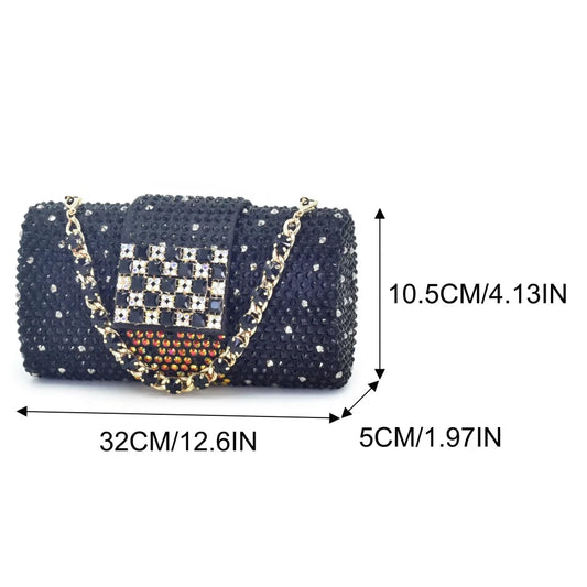 Italian Shoe and Bag Set for Party in Women Ladies Party Shoes with Matching Bag Decorated with Rhinestone Pointed Toe Pumps