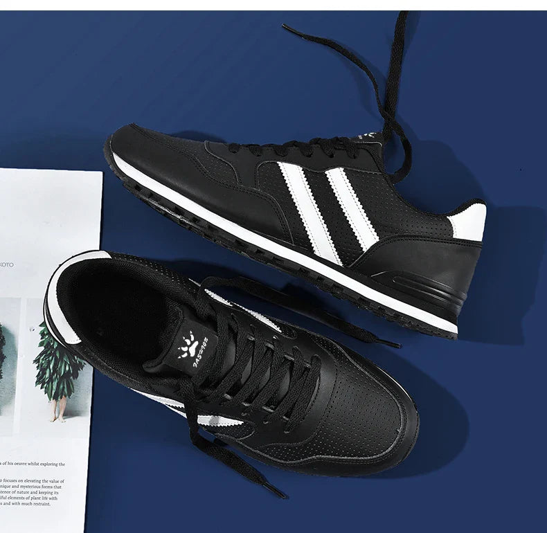 High Quality Men's Vulcanized Sneakers Leather Casual Shoes Breathable Mesh Men Tennis Shoes Male Flat Shoe Zapatillas Hombre