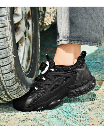 Anti-slip Safety Shoes Men Rotary Button Safety Shoes for Men Work Shoes Anti-smash Men's Sports Shoes Safety Pro