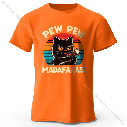 Cute Hand-Drawn Cat Doodle Print 100% Cotton T-Shirt, Ultra Soft Round Neck Short Sleeve Tee for Men & Women
