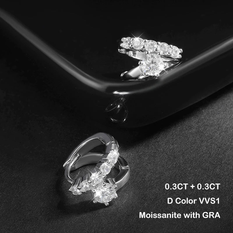 100% Real D Color 0.3CT 4mm Moissanite Hoop Earrings For Women S925 Sterling Silver Plated 18K White Gold Diamond Earring