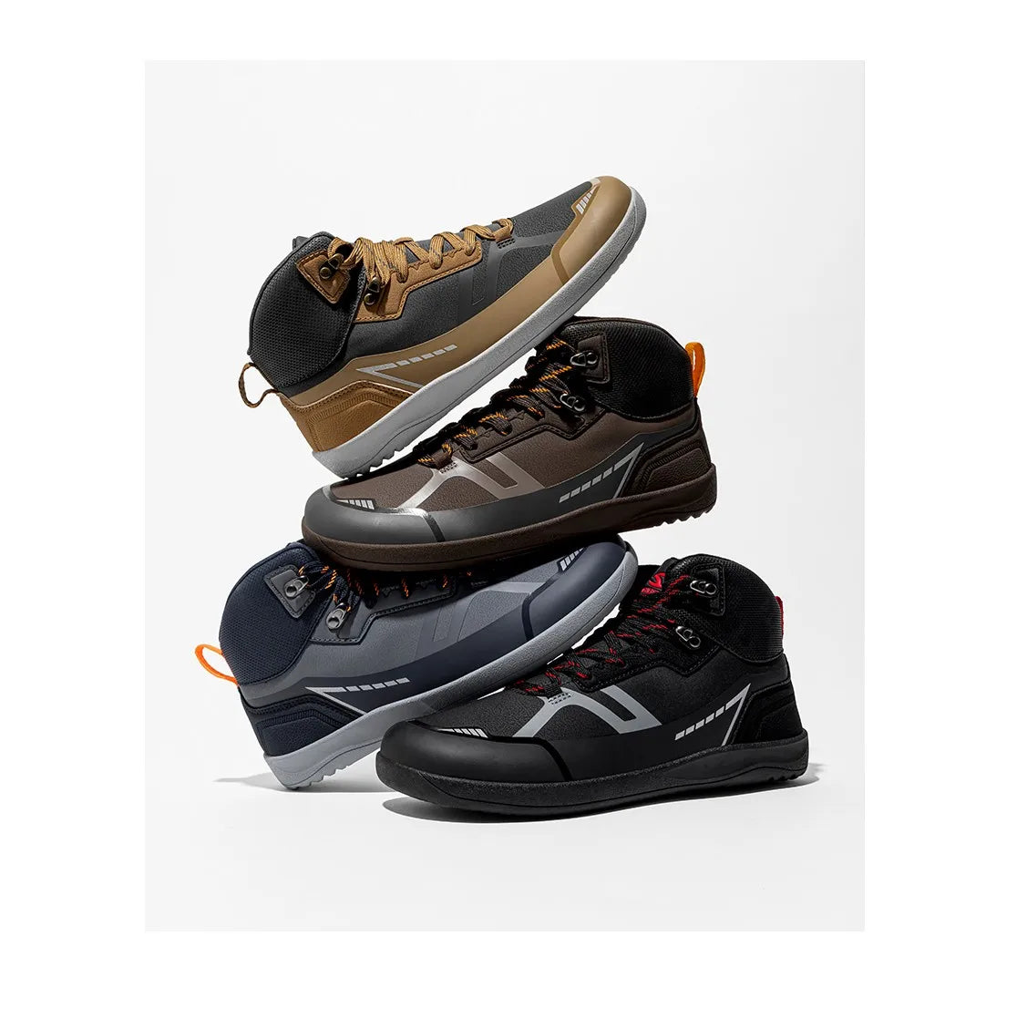 Unisex Mid Top Barefoot Shoes Mens Womens Wide Toe Artificial Leather Hiking Boots Outdoor Non-Slip Trail-Running Shoes