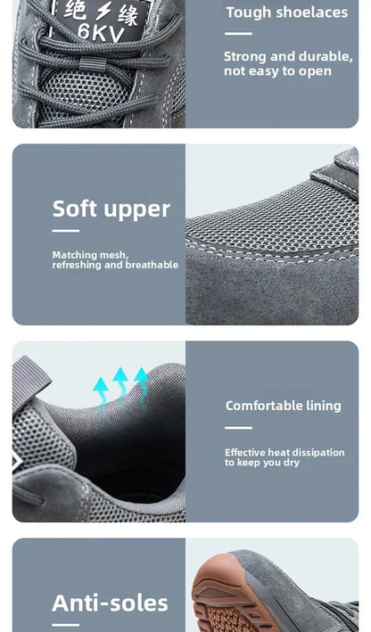 Men's Safety Shoes Anti Smashing Piercing Lightweight Construction Site WorkShoes Electrician's Insulated Footwear