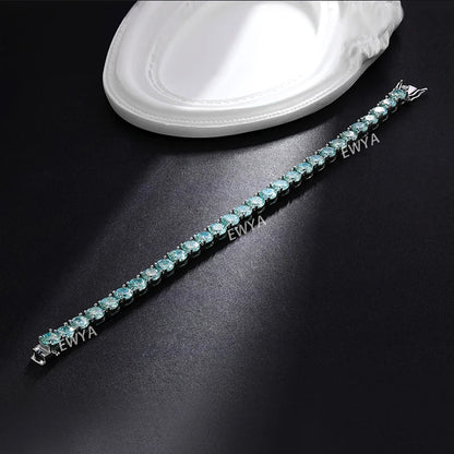 Full 3/4/5/6.5MM D Color Blue Green White Moissanite Tennis Bracelet for Men Women S925 Silver All Diamond Link Bracelets