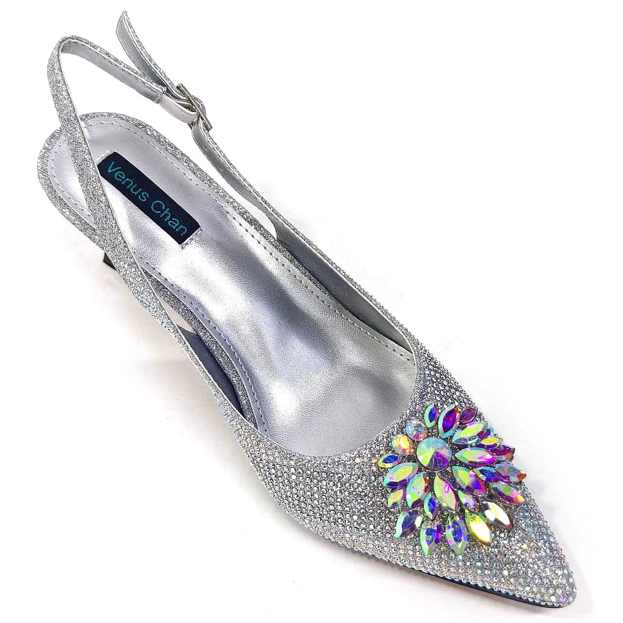 Italian Design Rhinestone Luxury Wine Colour Pointed Toe Shoe & Bag Set Women's High Heels for Parties