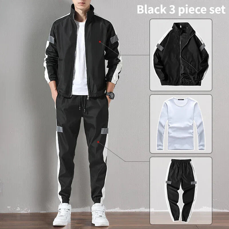 Sports Suit Men's Spring and Autumn Casual Running Sportswear Cardigan Casual Sweater Three-piece Suit