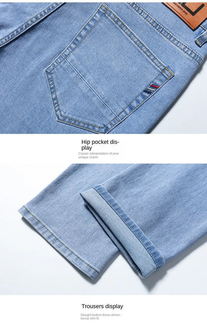 2026 Men White Jeans Fashion Casual Classic Style Slim Fit Soft Trousers Male Brand Advanced Stretch Pants