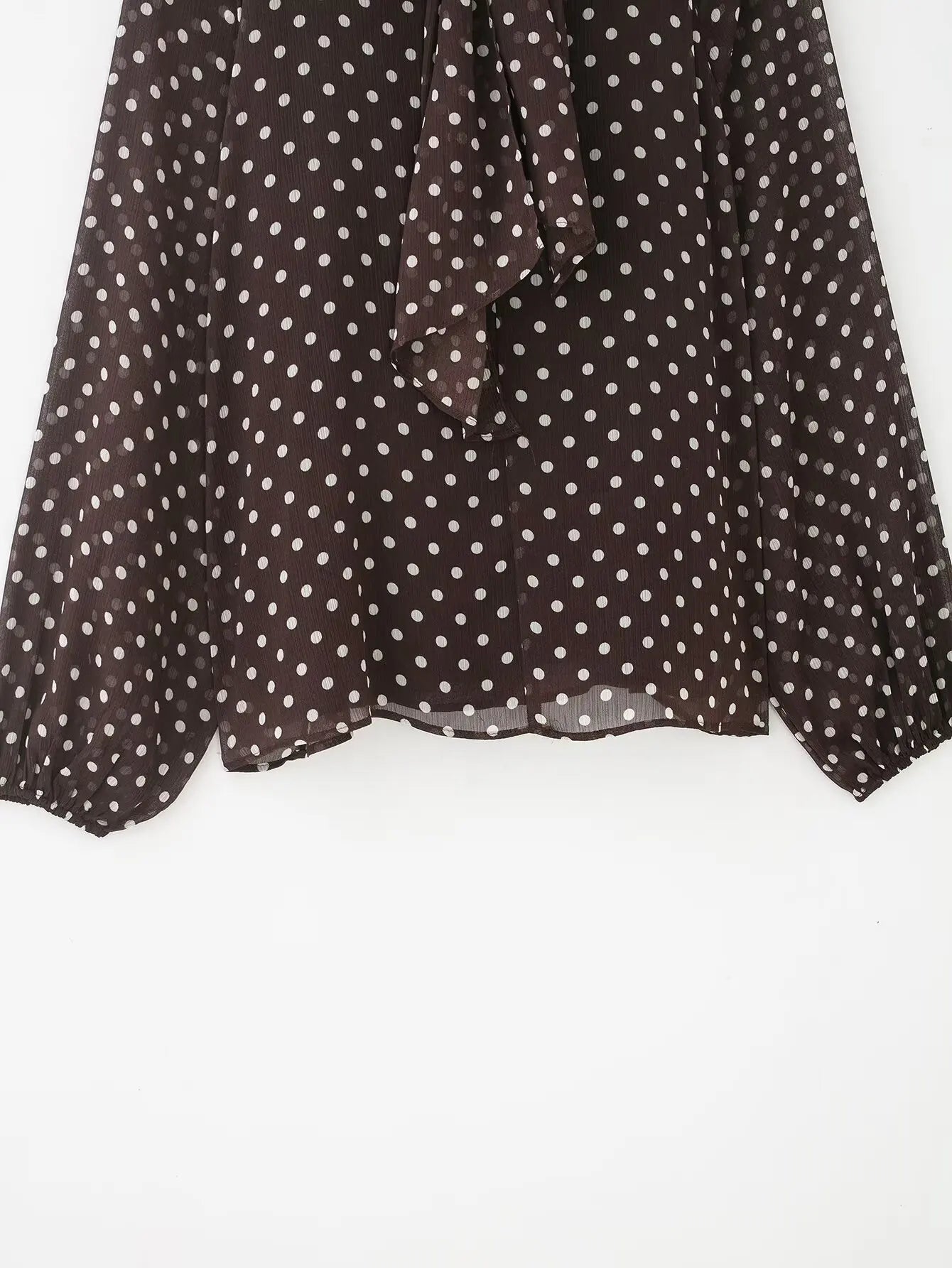 New Women Bow Collar Blouse Vintage Polka Dot Printed Loose Tops Fashion Elegant Spring Long Sleeve Commuting Shirts