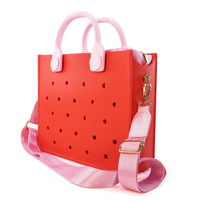 Large Leather Shoulder Bag Handbag Tote Bag Storage for Women Casual Waterproof Beach Bag Hole Fit Charm Fashion Storage Bag