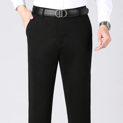 Men's Business Casual Straight Pants - Stretch Non-Iron Formal Trousers for Office Work & Daily Commute
