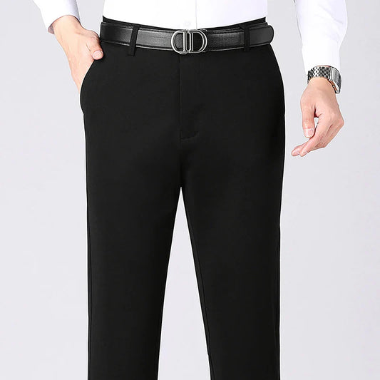 Men's Slim Fit Stretch Dress Pants - Solid Color Business Casual Trousers, Comfort Office Commute Pants for Male - 2-Pack & Sing