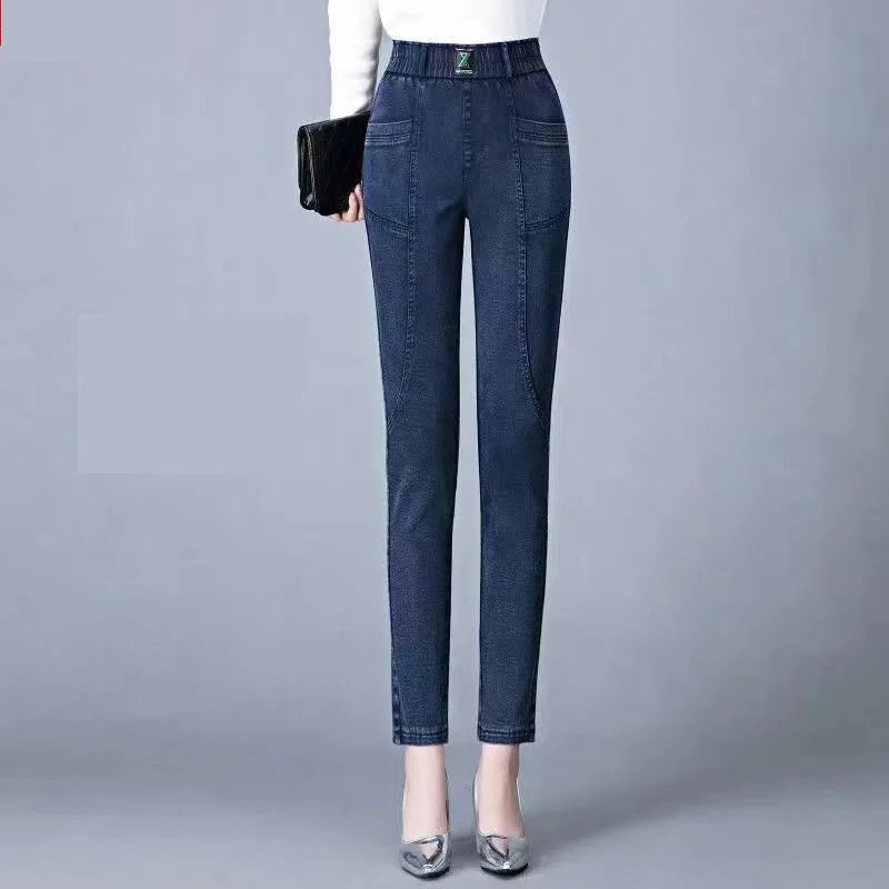 Elastic Denim Trousers Women High waist Casual Jeans