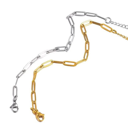 Polished Paper Clip Chain 2.5/2.7/4mm Stainless Steel Necklace Trendy Layering Choker Waterproof Jewelry Men And Women
