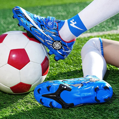 Hot Child Football Boots Outdoor Trainers Soccer Shoes For Kids Boys Hook Loop Football Sneakers Cleats Futsal Shoes Children