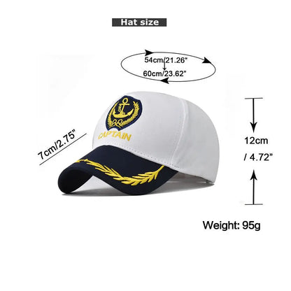 Men Women Baseball Caps Nautical Marine Sailor Navy Captain Hats Adjustable Cotton Hat for Party Performance Costume Cosplay Y2K