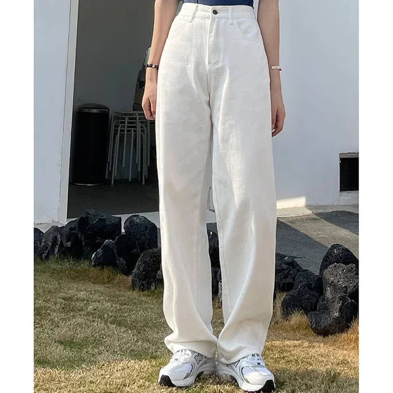 Woman High Waist Vintage Punk Wide Leg Jeans