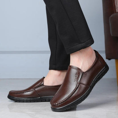 Men's Loafers Top Layer Cowhide Comfortable Soft Bottom Anti-slip Wear-resistant Casual Leather Shoes-8823