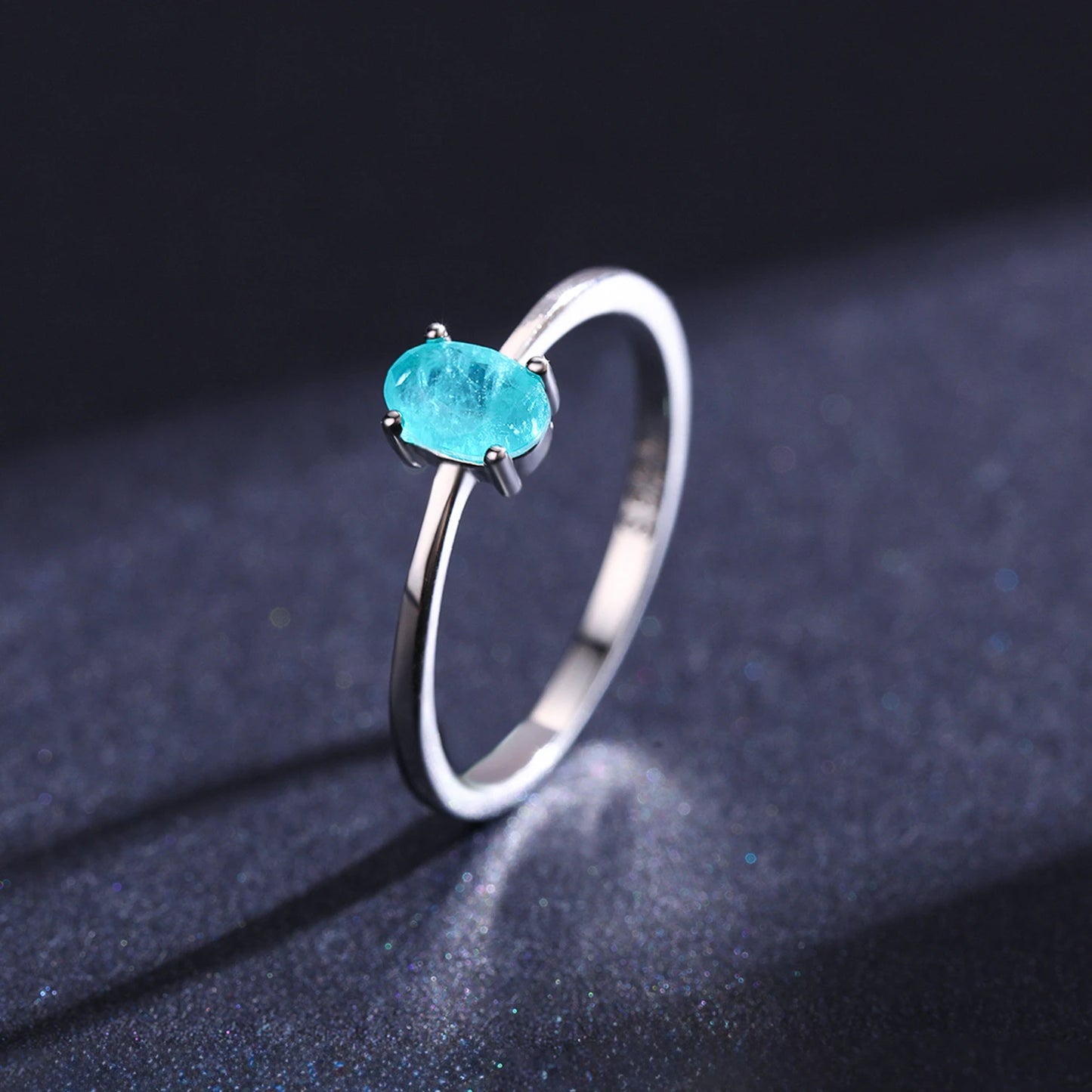 925 Sterling Silver Fashion Oval Finger Rings for Women Elegant Paraiba Tourmaline Engagement Wedding Statement Jewelry