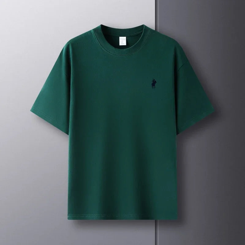 Luxury brand short sleeve men's round neck T-shirt summer fashion classic pony embroidery design 100cotton breathable casual top