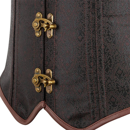 Steampunk Corsets for Women V-neck Gothic Corset Jacquard Corset Vest Cosplay Costume Pirate Corset Brown Black