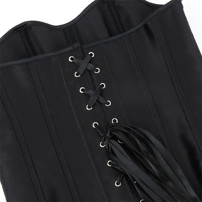 Corsets Bustiers for Women Overbust Corset Top Corselet Sexy Satin Lace up Zipper Corsetto Shaper Gothic Korsett Black