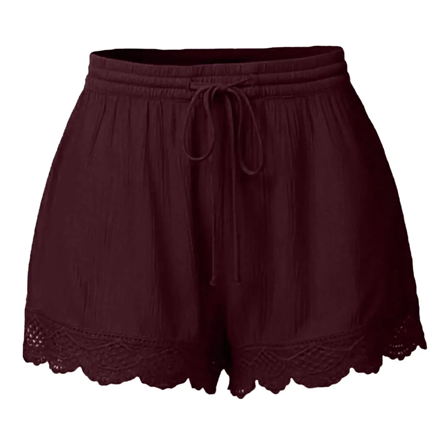 Shorts For Women Ruffle Hem Casual Shorts Plus Size Drawstring  Lace Shorts