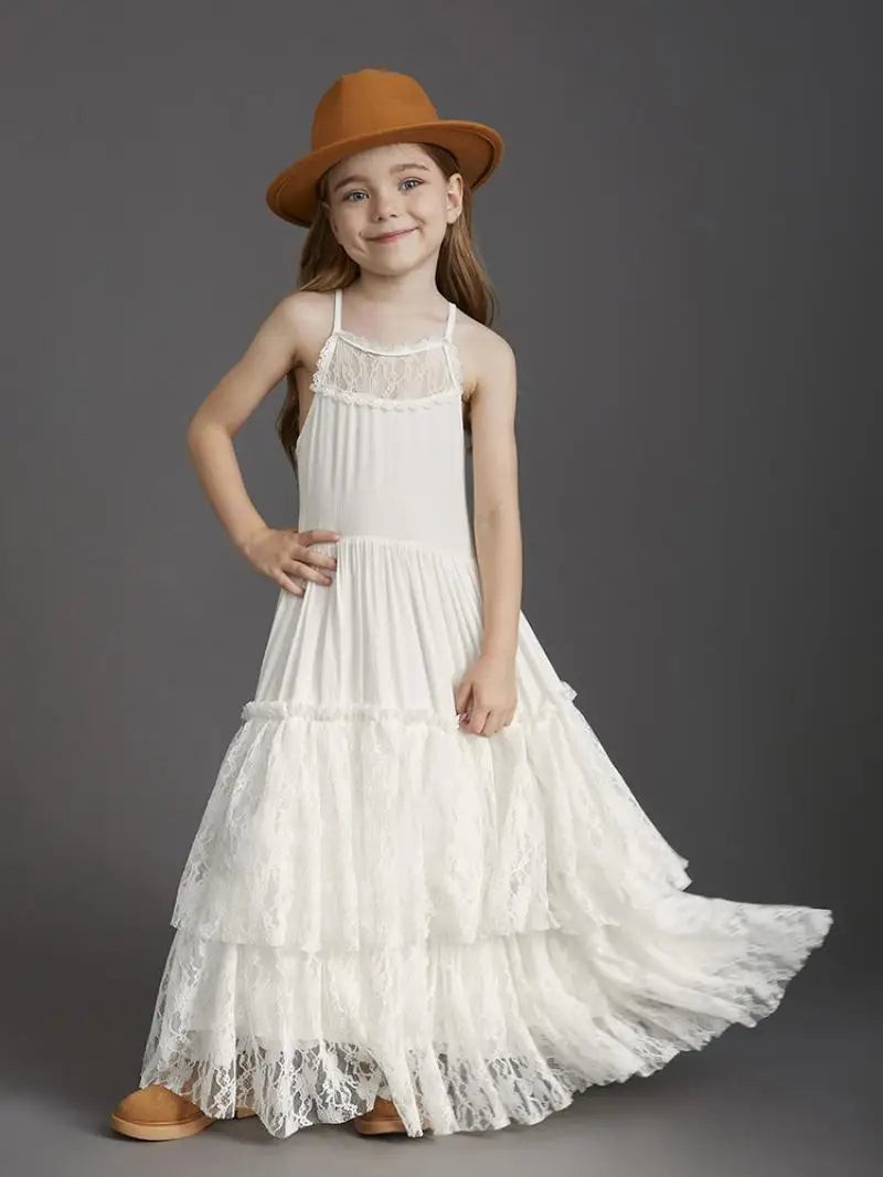 Summer Girls Lace Dresses Kids Flower Girl Wedding Princess Party Dress Vestidos Costume Children Clothing For 4-14Years