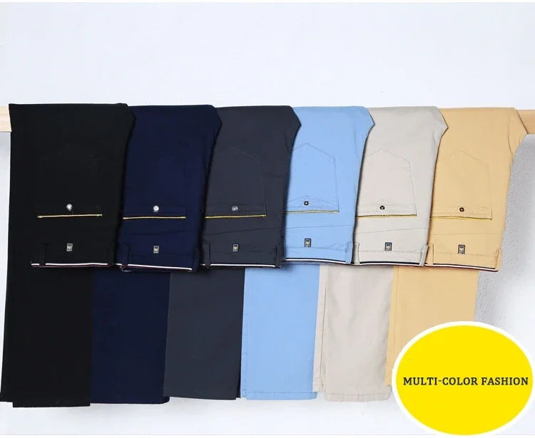 Classic Style Men Spring Summer Thin Casual Pants Fashion Business Cotton Solid Color Office Trousers High Quality Men Trousers
