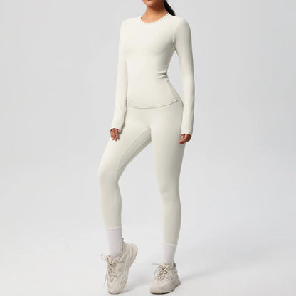 2 PCS Sportswear Yoga Set Gym Clothes Yoga Suits For Women Fitness Set Tracksuits Sports Long Sleeve Crop Top Gym Leggings
