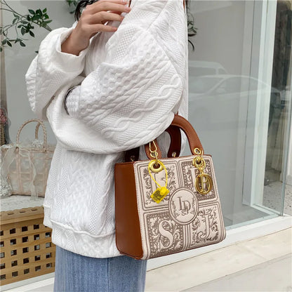 Fashion Top-Handle Bag for Ladies Elegant Handbag with Royal Embroidery Design Versatile Crossbody Style Women Handbags Hand Bag