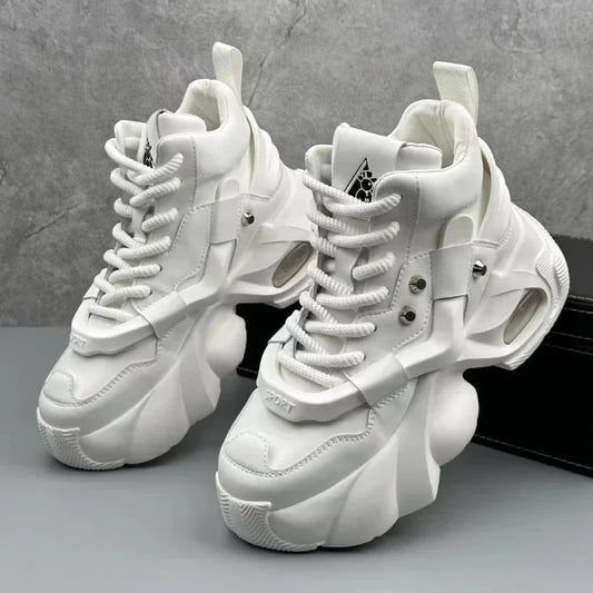 Men's Boots High Top  New Trend Wear-resistant Synthetic Leather Boots Casual Lace Up Height Increasing Fashion Boots 2025