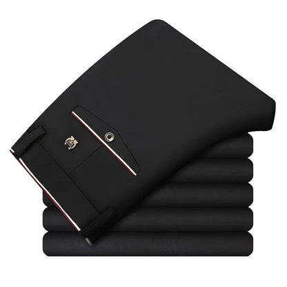Men's Travel Dress Pants Stretch, No Iron Required Business Trousers, British Classic Slim Fit Lightweight Office Work Pants