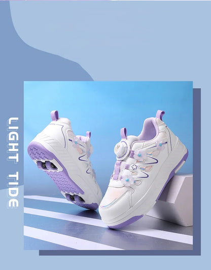HeelysChildren's small flower decorated four-wheel roller skating sports shoe breathable roller skating girls shoes holidaygifts