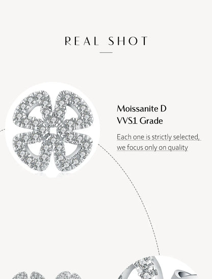 New Women Moissanite Gemstone Stud Earrings For Women Solid 925 Sterling Silver D Color Solitaire Fine Jewelry For Gift