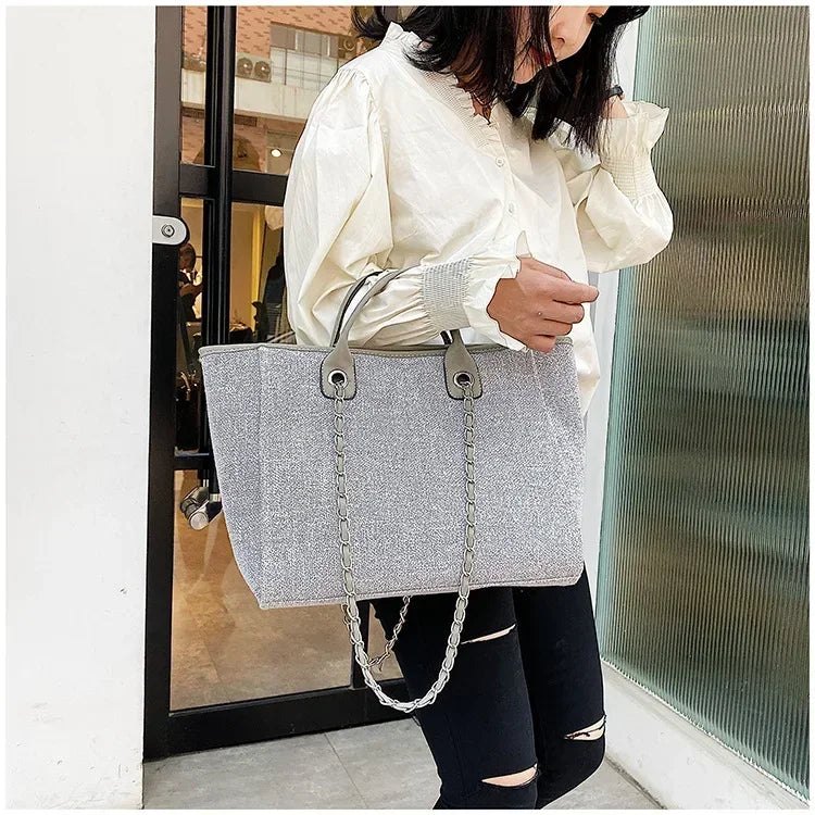 Fashion Make Up Designer Big Women's 2025 New Korean Fashion Casual Large Capacity Shoulder Crossbody Chain Tote Bag