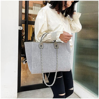 Fashion Make Up Designer Big Women's 2025 New Korean Fashion Casual Large Capacity Shoulder Crossbody Chain Tote Bag