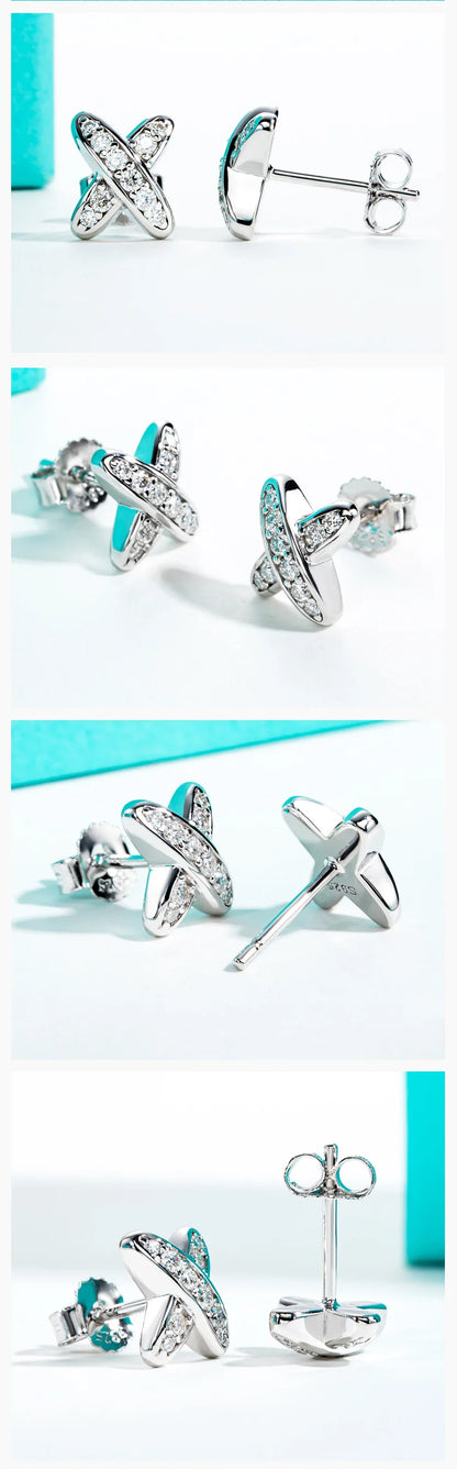 Moissanite Diamond Earrings 925 Sterling Silver D Color VVS1 Moissanite Classic Cross Stud Earrings For Woman Jewelry