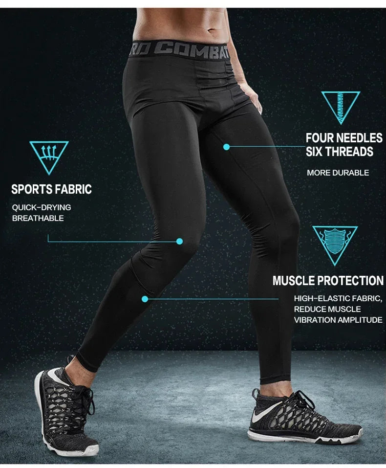 Men's Compression Pants for Running Cycling Basketball Soccer Elasticity Sweatpants Fitness Tights Legging Trousers Rash Guard