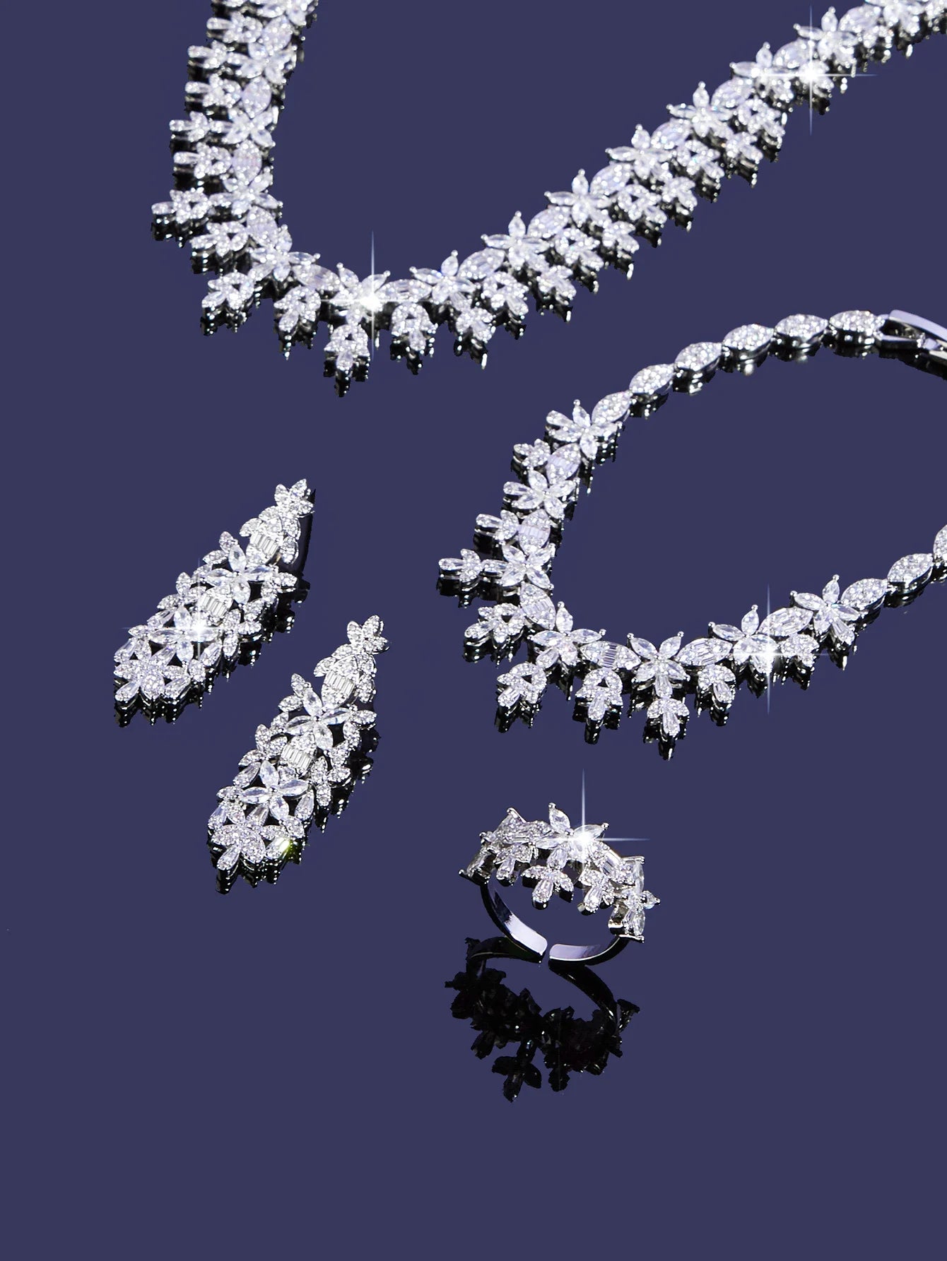 2025 Luxury Saudia Bridal Full CZ Crystal Zirconia 4pcs Jewelry Sets For Women Dinner Party Wedding Necklace Sets