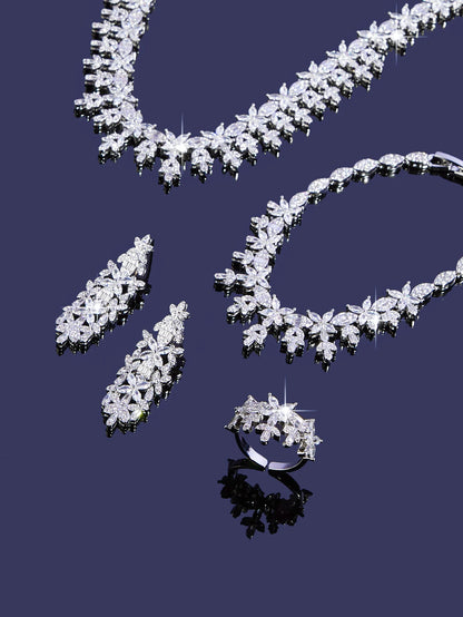 2025 Luxury Saudia Bridal Full CZ Crystal Zirconia 4pcs Jewelry Sets For Women Dinner Party Wedding Necklace Sets